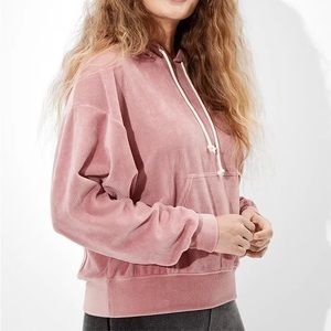 NWOT American Eagle Outfitters AE Fleece Velour Ribbed Corduroy Hoodie Large